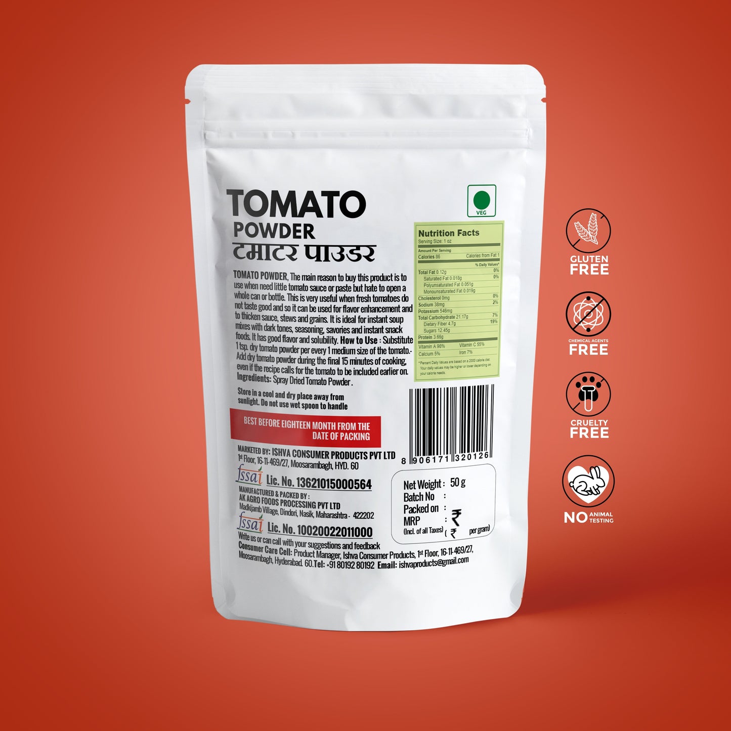 Ishva Tomato Powder - Flavor for Paste and Gravies