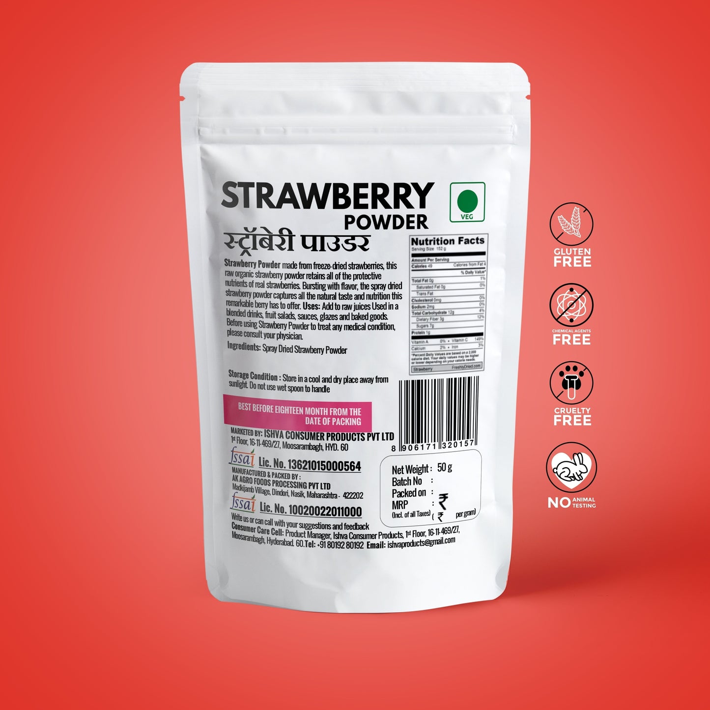 Ishva Strawberry Powder - Flavor for Jelly