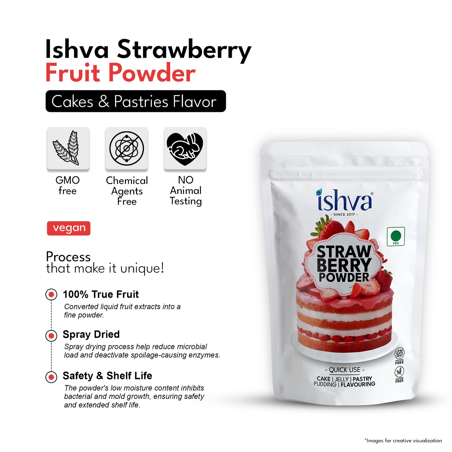 Ishva Strawberry Powder - Cakes Flavor