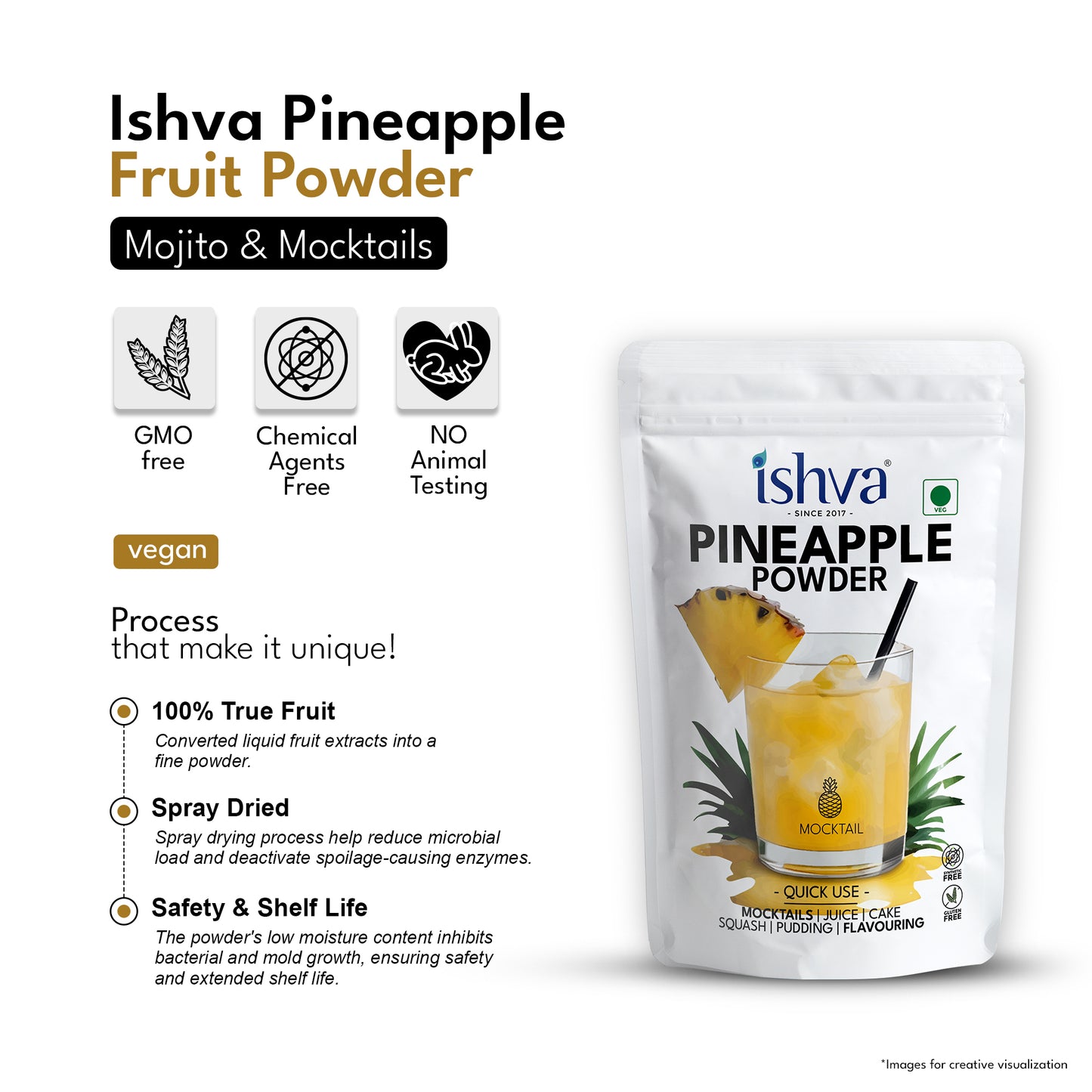 Ishva Pineapple Powder - Flavor for Mocktails and Mojito